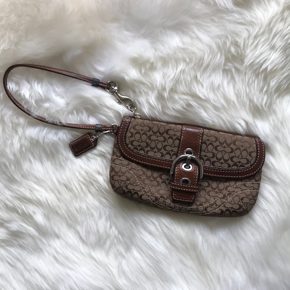 Large Coach Wristlet (7 in) with Leather